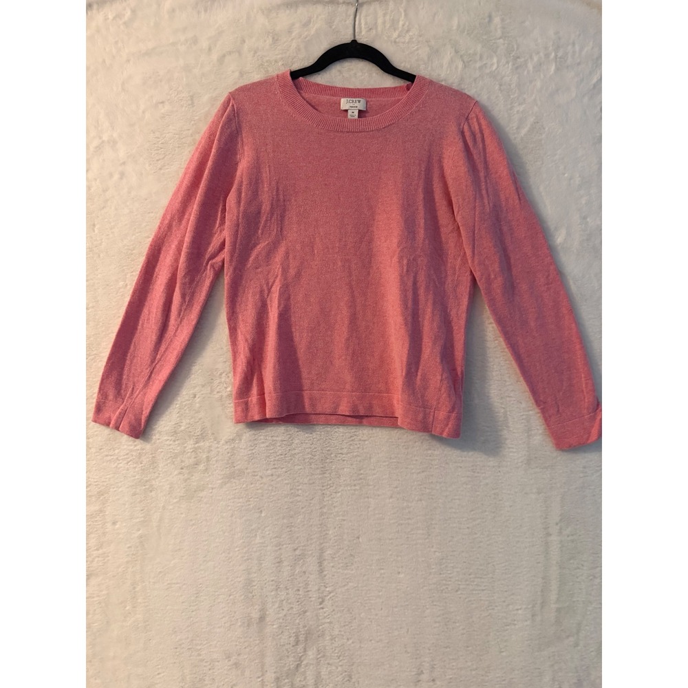 J.Crew Teddie Sweater Womens Medium Pink Cotton Wool Blend Crewneck F5199 FA21‎